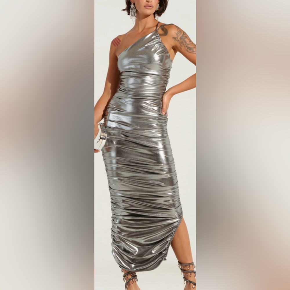 AKIRA Shimmering Silver Dress
